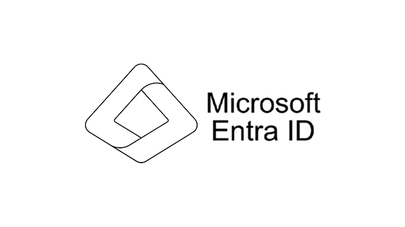 Microsoft Entra ID logo featuring two overlapping diamond shapes beside the product name in black text on a white background.