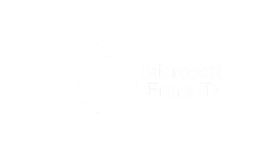 Microsoft Entra ID logo in white featuring the stylized shield icon alongside the product name text.