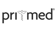 A logo featuring the word "primed" in lowercase gray letters with a caduceus medical symbol replacing the letter "i."
